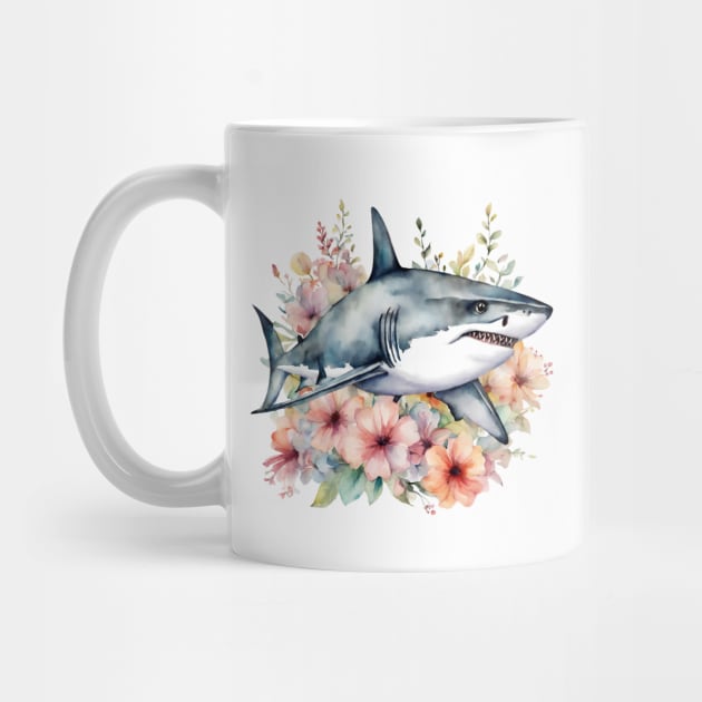 Shark with Tropical Flowers by Teresa's Store 1